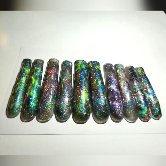 Hand crafted custom cateye 10pc xxl acrylic press on nails - Picture 3 of 6
